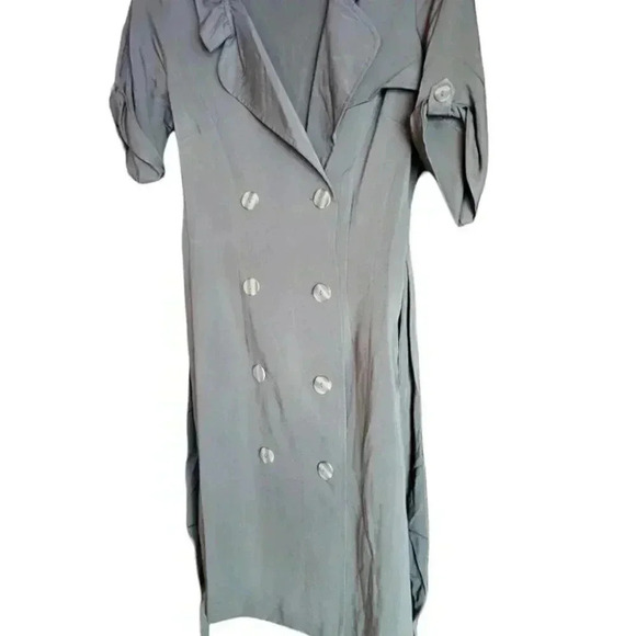 Classic Green/Kakhi Double Breasted Dress with self belt med wt fabric - Picture 1 of 10